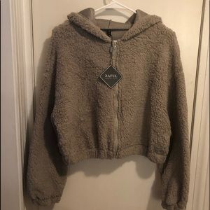 Zaful Teddy ZIP up Hoodie in Gray